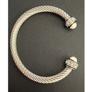 Twist Cuff Bracelet Silver Tone Rhinestone
